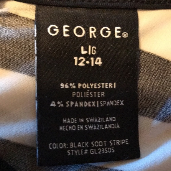 George Sleeveless Women’s Top Black white stripe Sz L Boxy Shape Back zipper - Picture 6 of 9